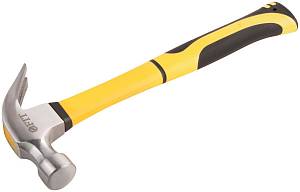 Молоток-гвоздодер, фиброглассовая усиленная ручка, Профи 28 мм, 450 гр. FIT